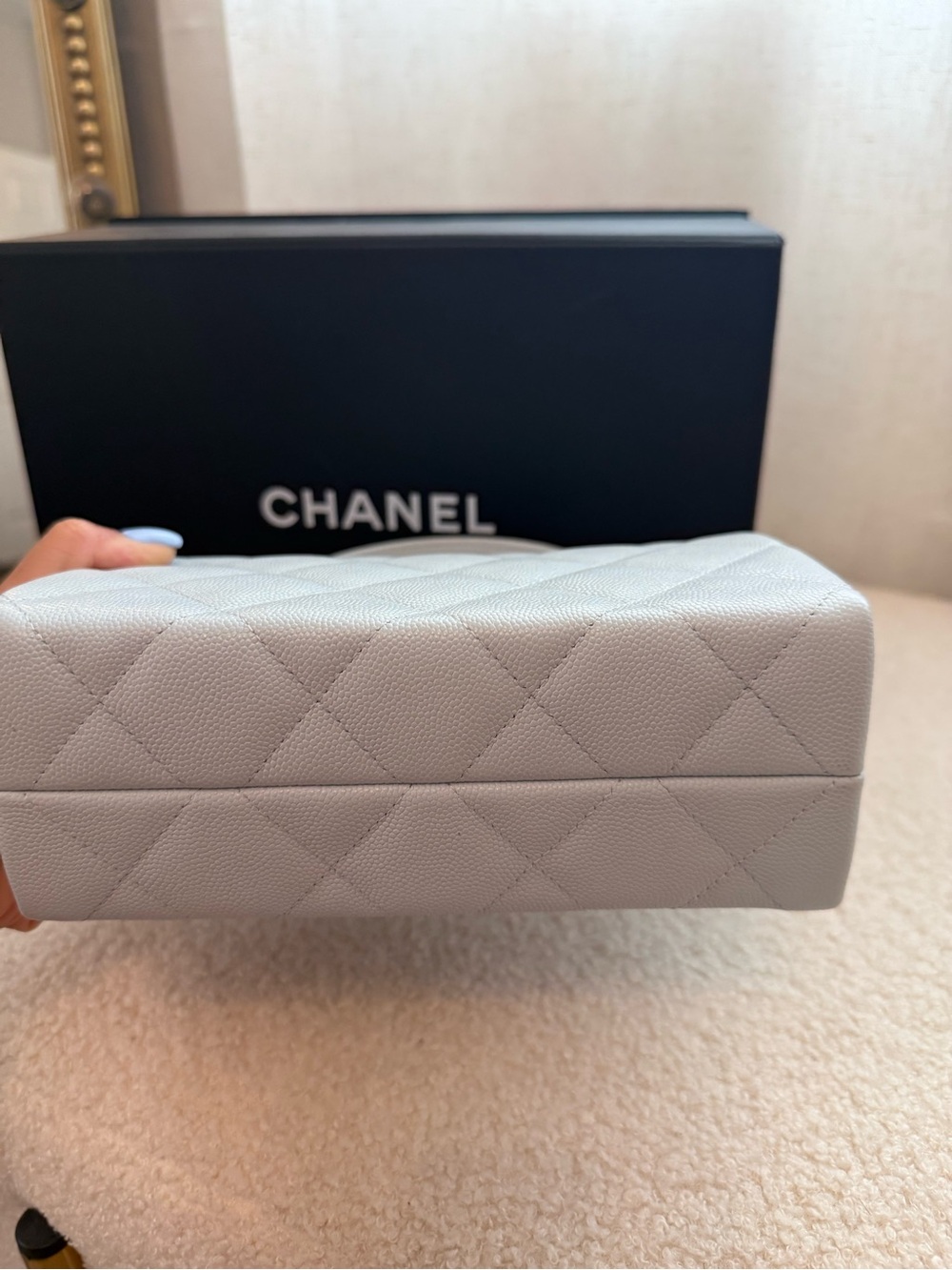 CHANEL Mini Quilted Top Handle Bag in Light Gray BRAND NEW - Picture 4 of 14